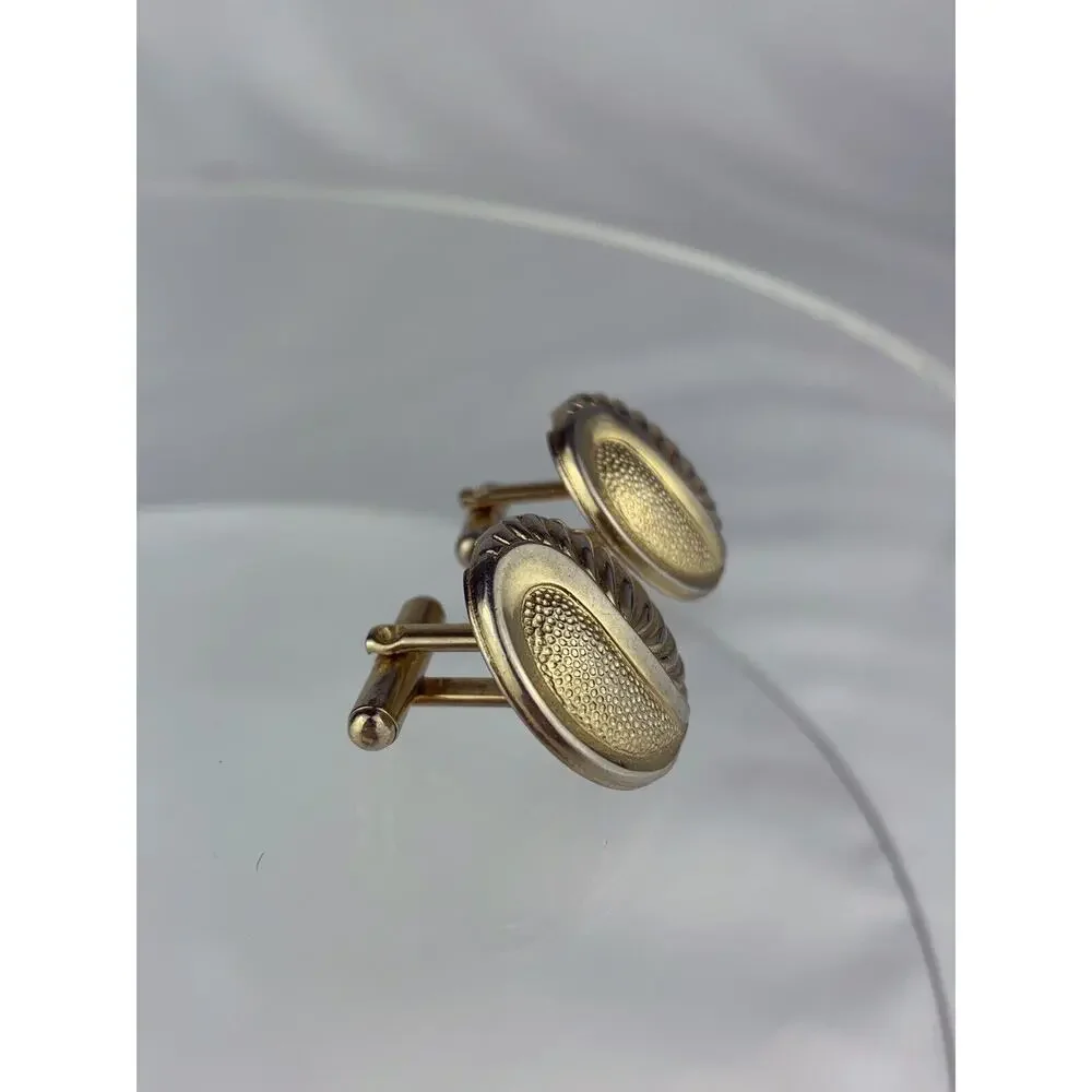 Retro 1980’s Style Button Gold Tone Cufflinks Flashy Funky Statement VTG N1